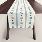 Blue And Cream Stripes And Flowers Table Runner Gallery Image 1