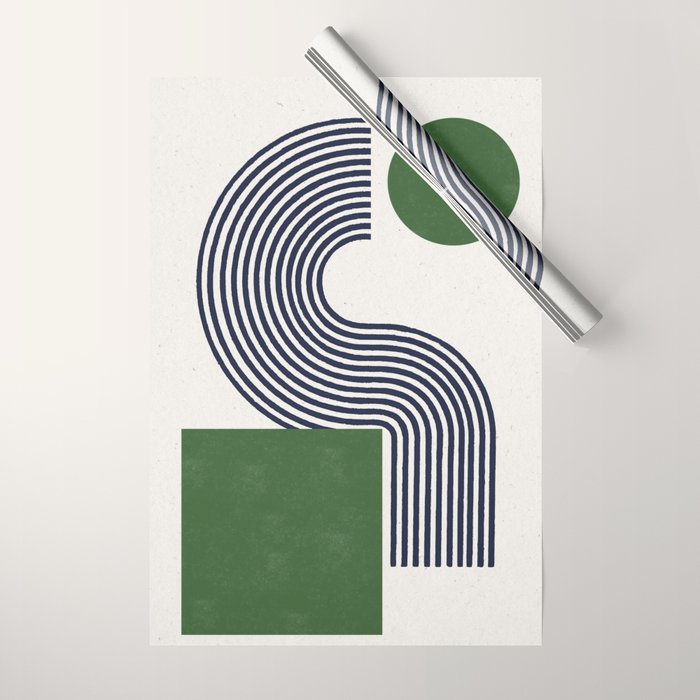 Sage Modern Composition  Wrapping Paper Gallery Image 1
