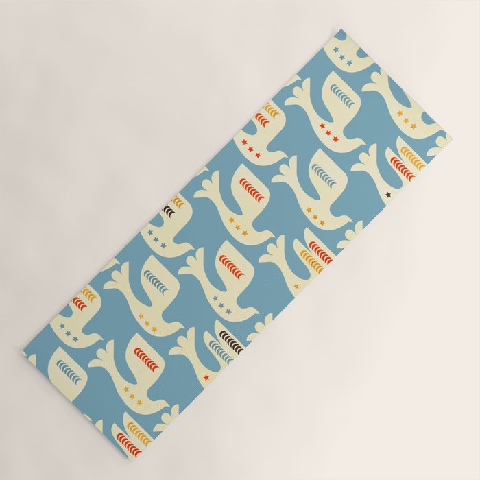 Festive Birds Blue Yoga Mat Gallery Image 1