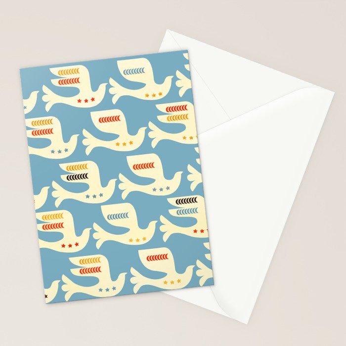 Festive Birds Blue Stationery Card Gallery Image 2