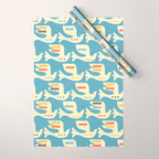 Festive Birds Blue Wrapping Paper Gallery Image 1
