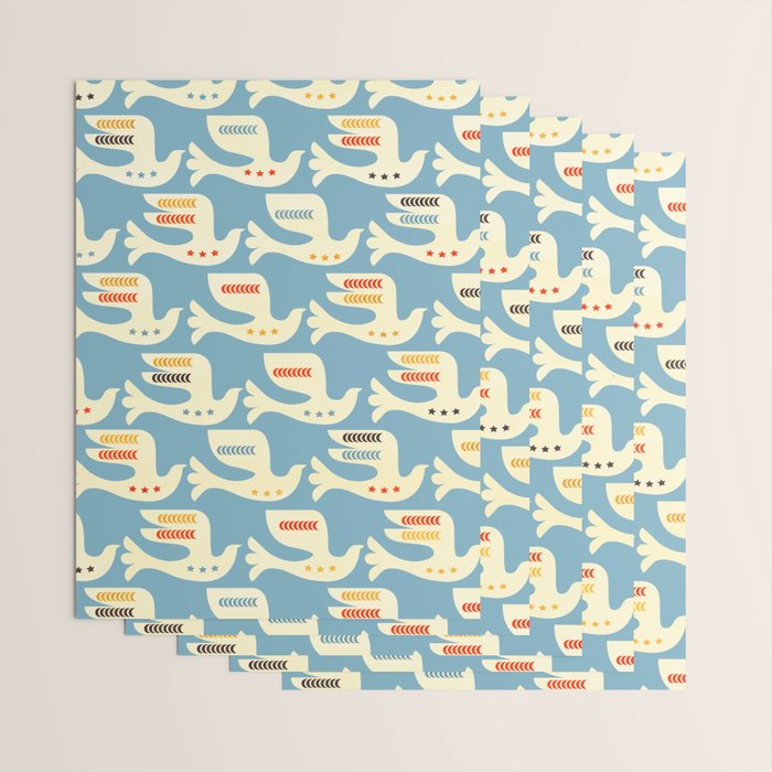Festive Birds Blue Wrapping Paper Gallery Image 3