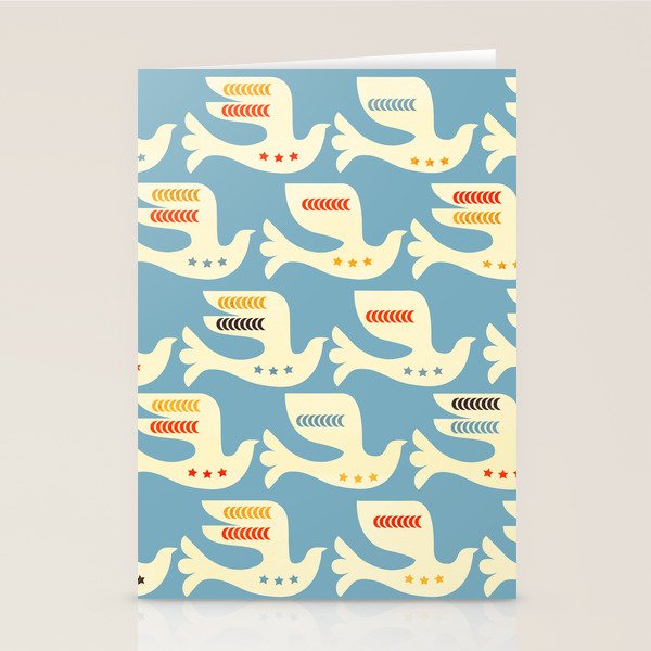 Festive Birds Blue Stationery Card Gallery Image 2