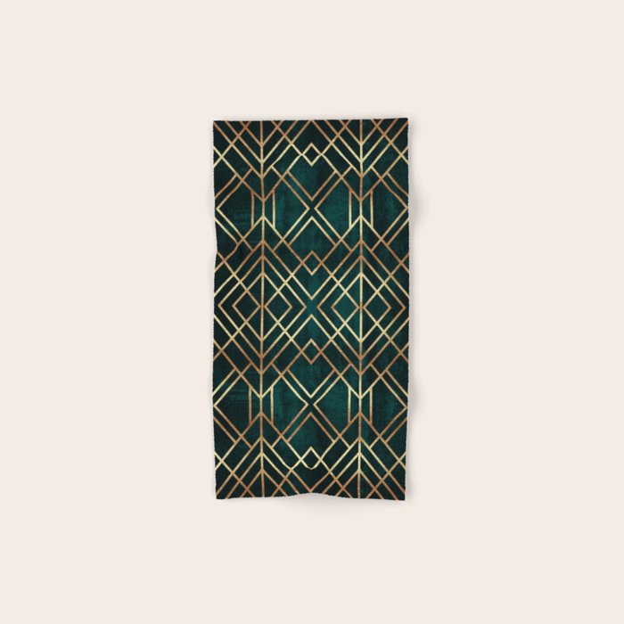 Dark Teal Geo Bath Towel Gallery Image 1