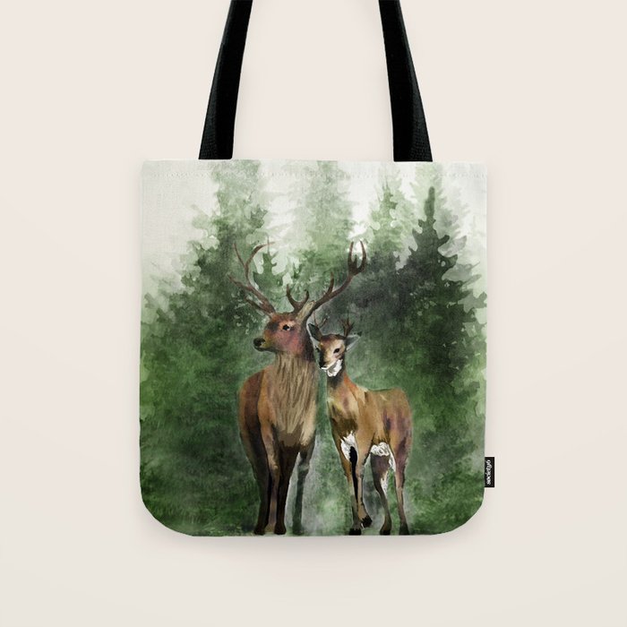 Deers in the Forest Tote Bag Gallery Image 1