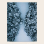 Man lying in the snow on a frozen lake in a winter forest - Landscape Photography Poster Gallery Image 4