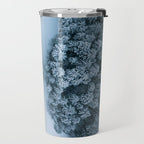 Man lying in the snow on a frozen lake in a winter forest - Landscape Photography Travel Mug Gallery Image 2