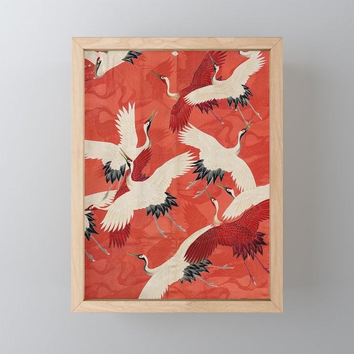 Red Cranesin Kimono Mini Art Print Gallery Image 1