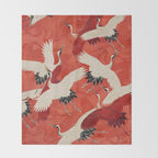 Red Cranesin Kimono Throw Blanket Gallery Image 2