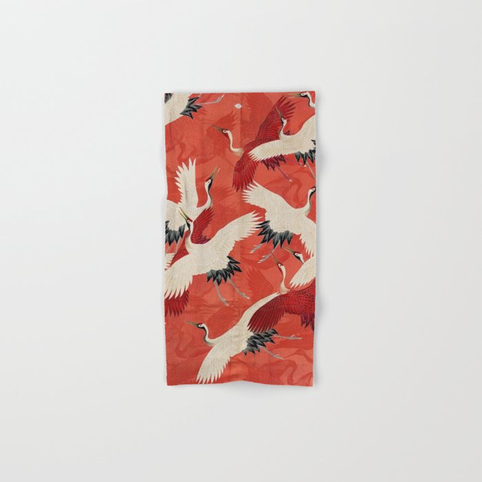 Red Cranesin Kimono Bath Towel Gallery Image 1