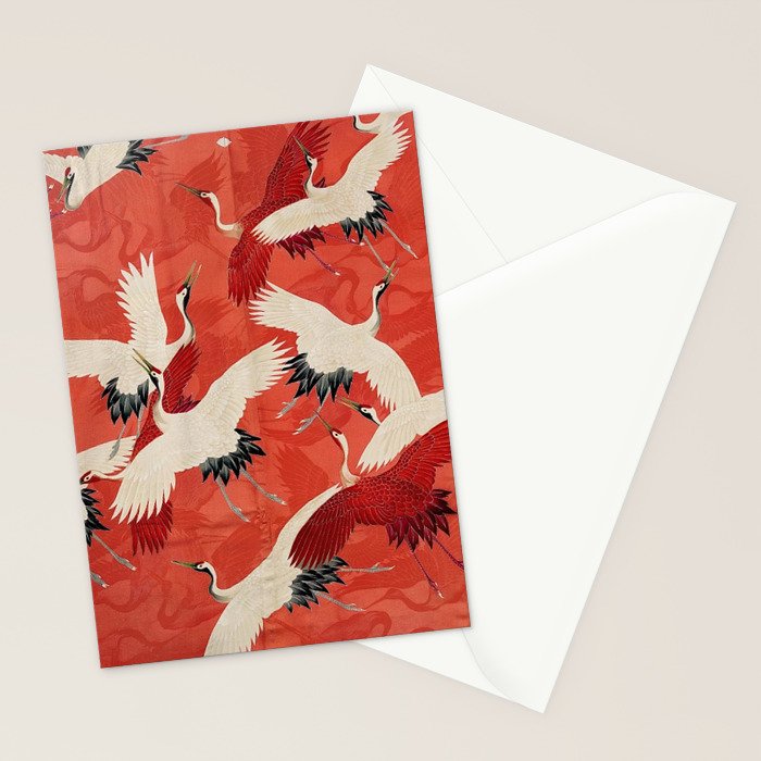 Red Cranesin Kimono Stationery Card Gallery Image 2