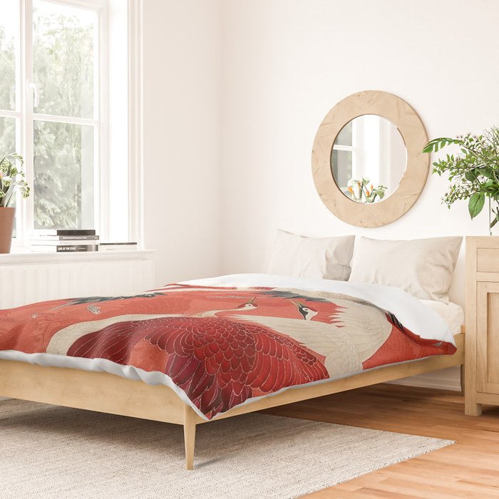 Red Cranesin Kimono Duvet Cover Gallery Image 2