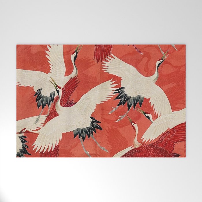 Red Cranesin Kimono Welcome Mat Gallery Image 1