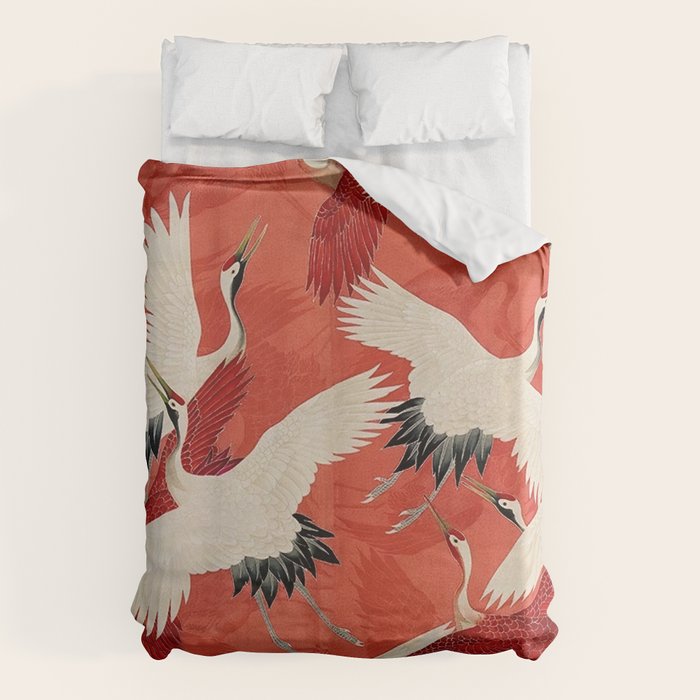 Red Cranesin Kimono Duvet Cover Gallery Image 1