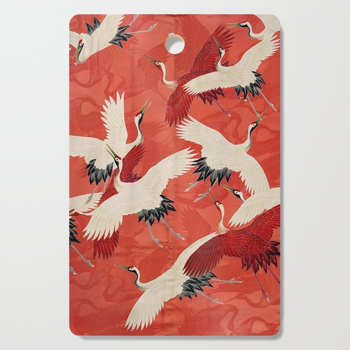 Red Cranesin Kimono Cutting Board