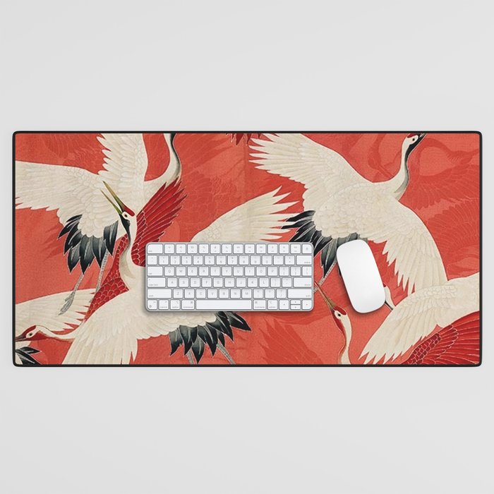 Red Cranesin Kimono Desk Mat Gallery Image 1