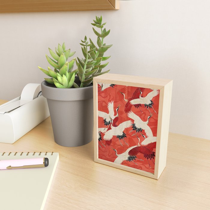 Red Cranesin Kimono Mini Art Print Gallery Image 2