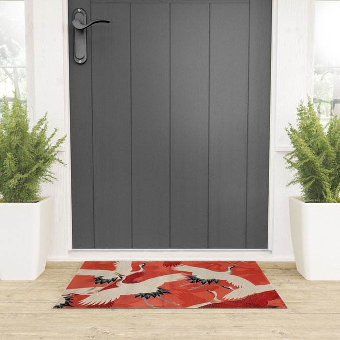 Red Cranesin Kimono Welcome Mat Gallery Image 3