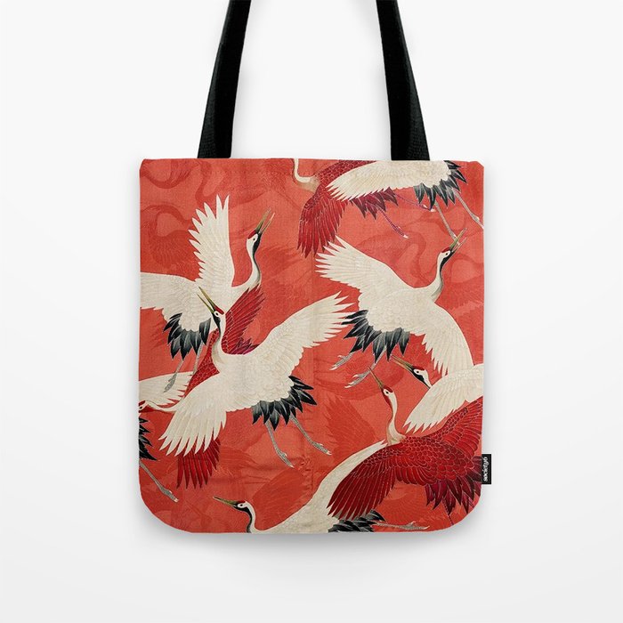 Red Cranesin Kimono Tote Bag Gallery Image 1