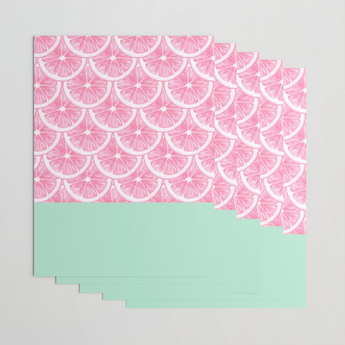 Zesty splice - pink grapefruit Wrapping Paper Gallery Image 3