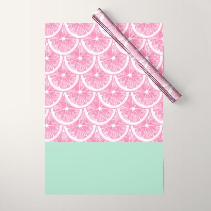 Zesty splice - pink grapefruit Wrapping Paper Gallery Image 1