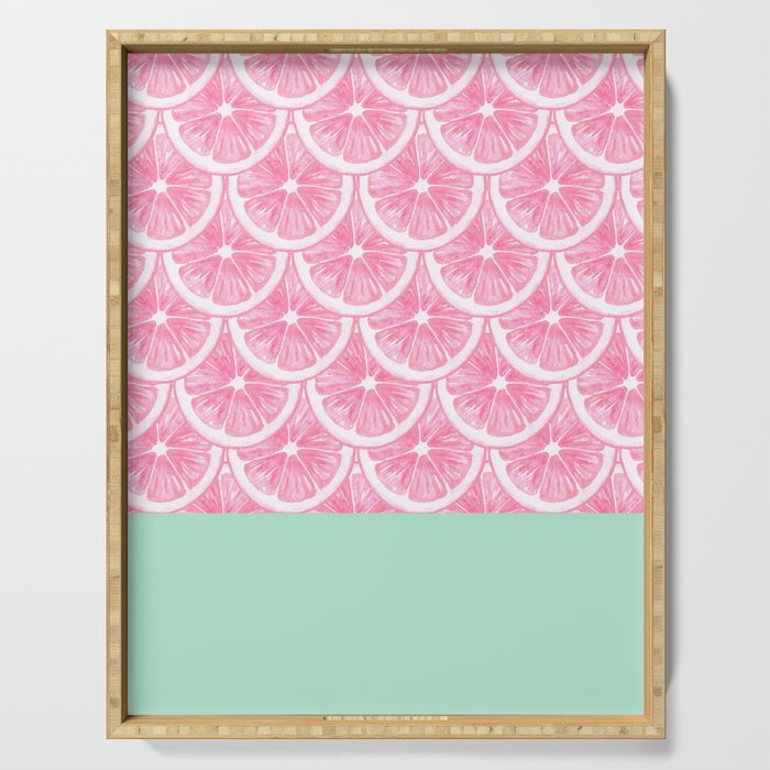 Zesty splice - pink grapefruit Serving Tray Gallery Image 1