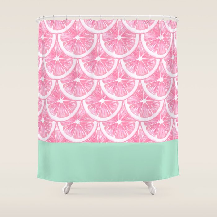 Zesty splice - pink grapefruit Shower Curtain Gallery Image 1
