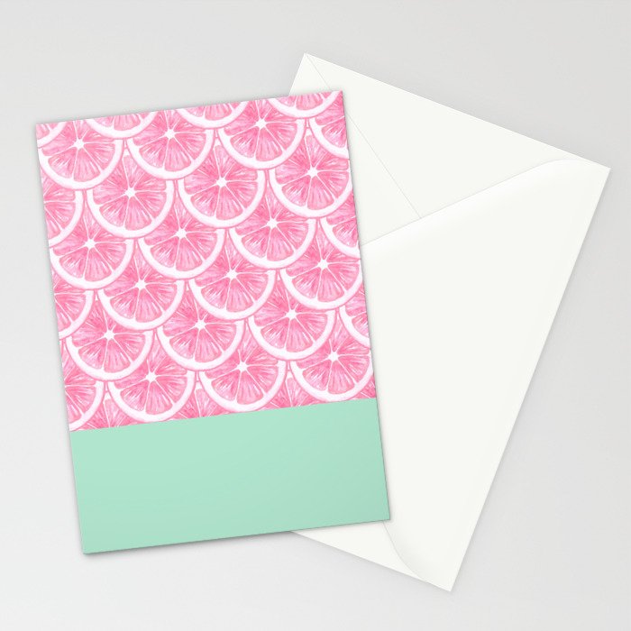 Zesty splice - pink grapefruit Stationery Card Gallery Image 2