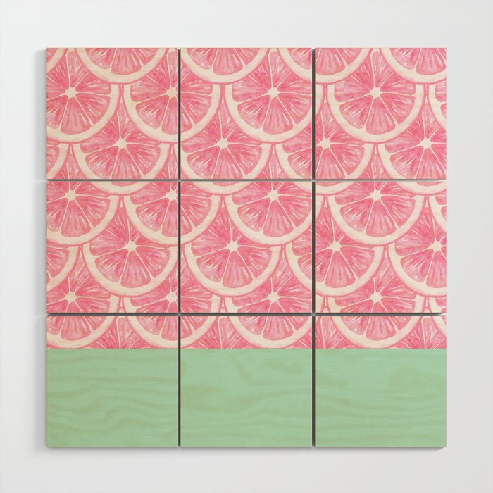Zesty splice - pink grapefruit Wood Wall Art Gallery Image 1