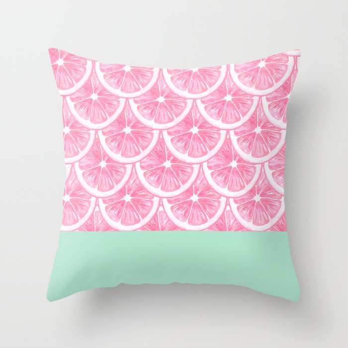 Zesty splice - pink grapefruit Throw Pillow Gallery Image 1