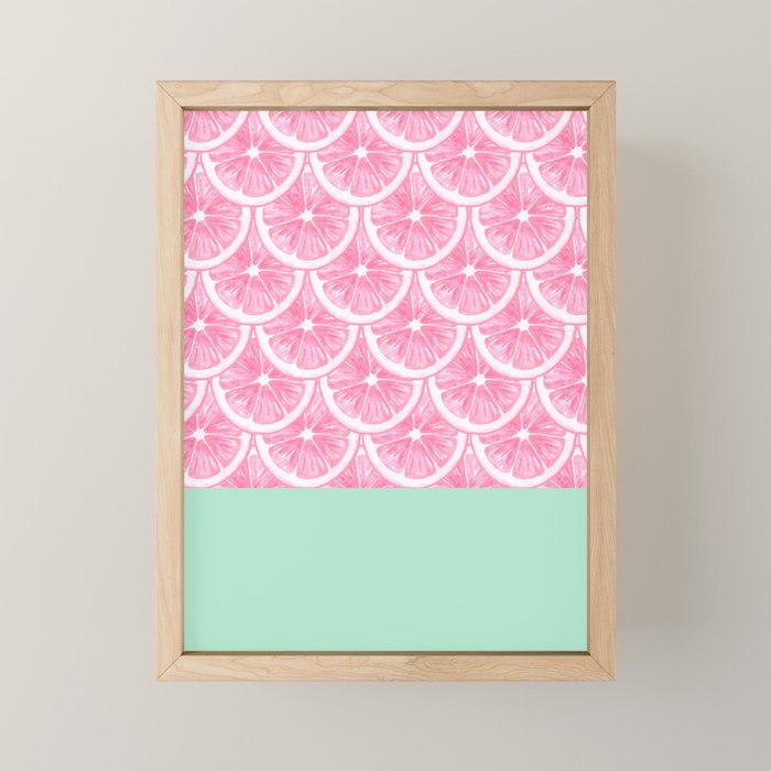 Zesty splice - pink grapefruit Mini Art Print Gallery Image 1