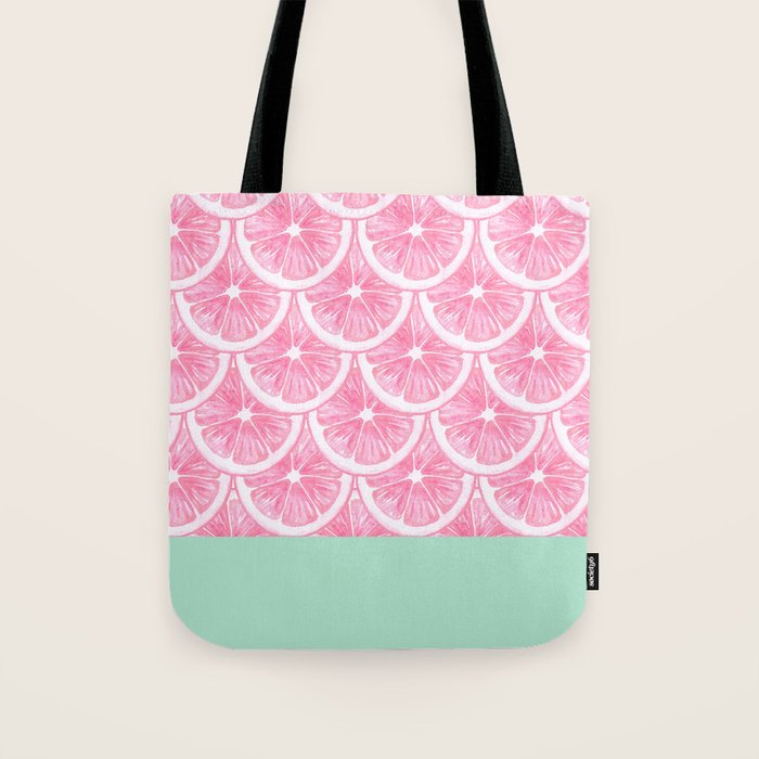 Zesty splice - pink grapefruit Tote Bag Gallery Image 1