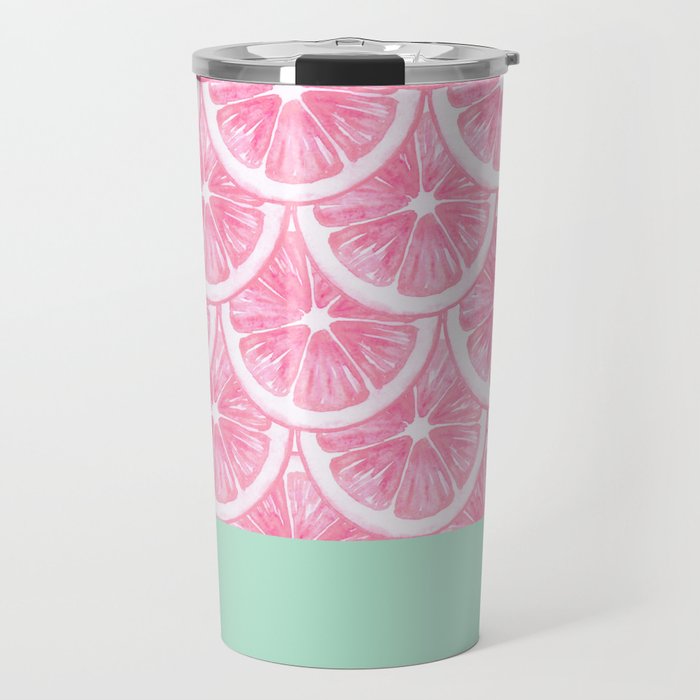 Zesty splice - pink grapefruit Travel Mug Gallery Image 1