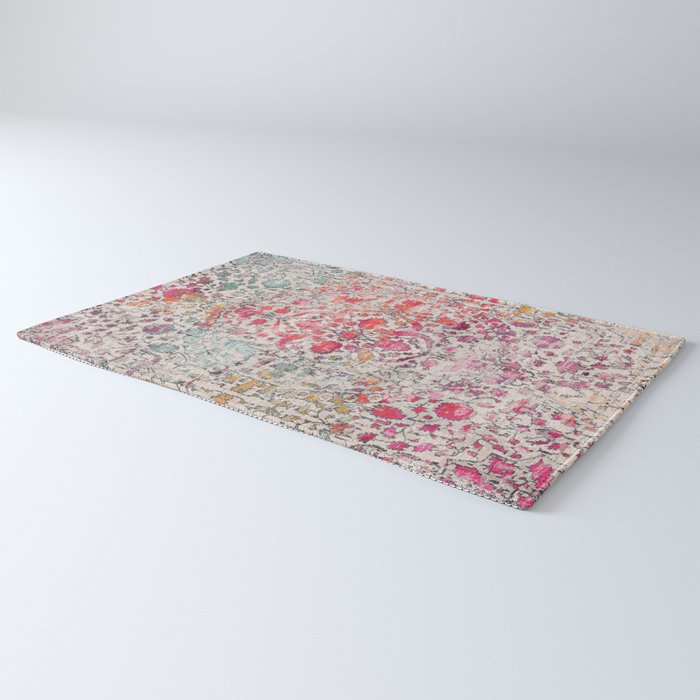 N258 - Vintage Glam Farmhouse Boho Traditional Floral Moroccan Style Rug Gallery Image 3