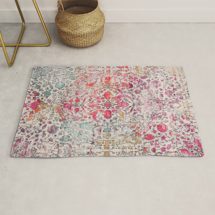N258 - Vintage Glam Farmhouse Boho Traditional Floral Moroccan Style Rug Gallery Image 1