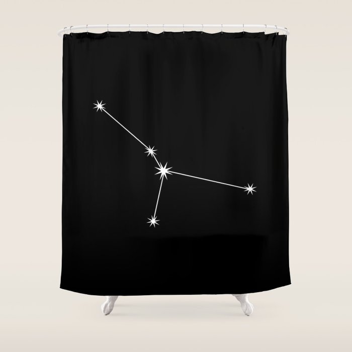Cancer Zodiac Star Constellation Line Art Black Shower Curtain Gallery Image 1