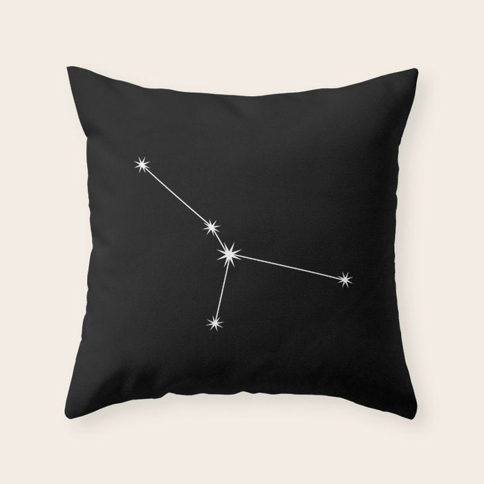 Cancer Zodiac Star Constellation Line Art Black Throw Pillow Gallery Image 6