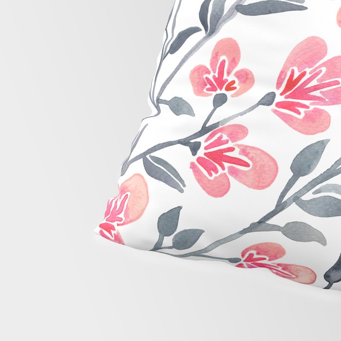 Cherry Blossoms - Pink & Black Palette Pillow Sham Gallery Image 4