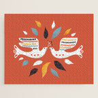 Festive doves - folk illustration Jigsaw Puzzle Gallery Image 1