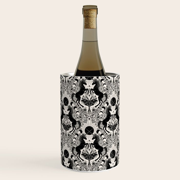 Celestial Unicorn Damask Cream & Black Wine Chiller Gallery Image 1