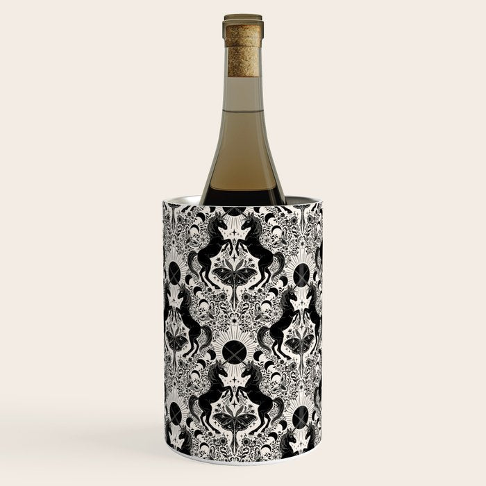 Celestial Unicorn Damask Cream & Black Wine Chiller Gallery Image 2