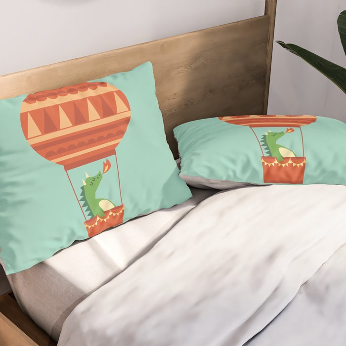 Dragon On Hot Air Balloon Pillow Sham Gallery Image 2