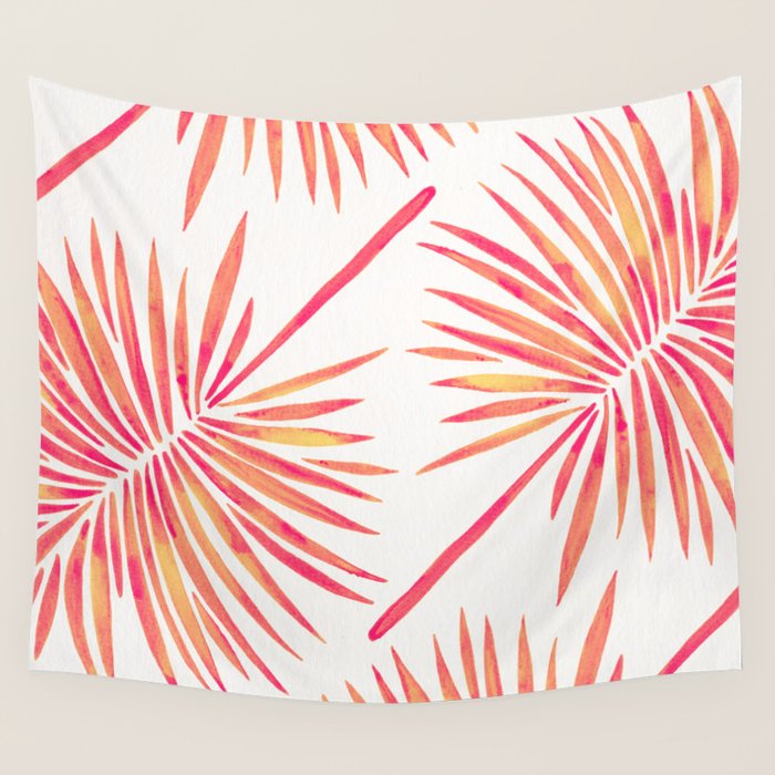 Tropical Fan Palm - Pink Palette Wall Tapestry Gallery Image 1