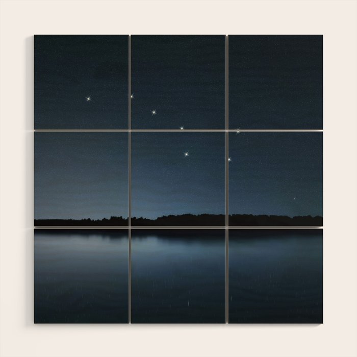 Big Dipper, Ursa Major star constellation, Night sky, Cluster of stars, Deep space Wood Wall Art Gallery Image 1