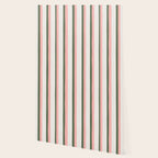 Hand Drawn Vertical Stripes Muted Green & Pink Wallpaper Gallery Image 2