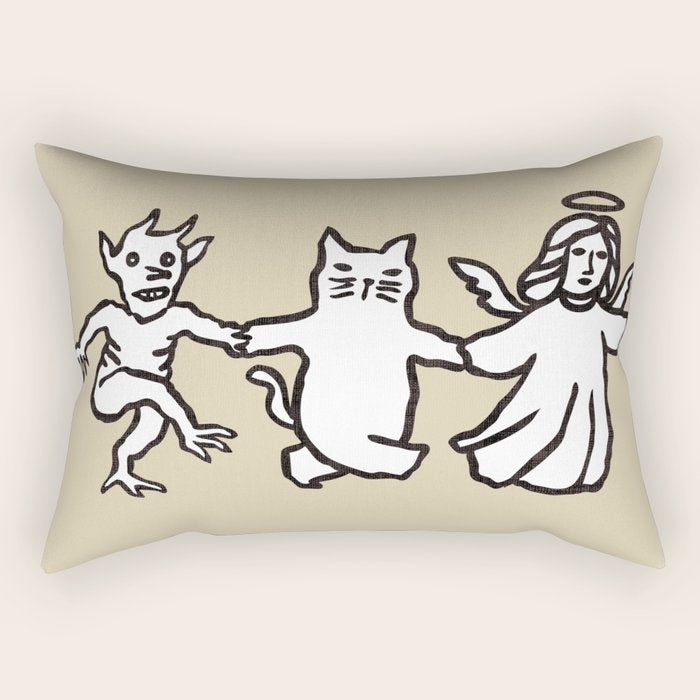 The angel and devil and cat Rectangular Pillow Gallery Image 1