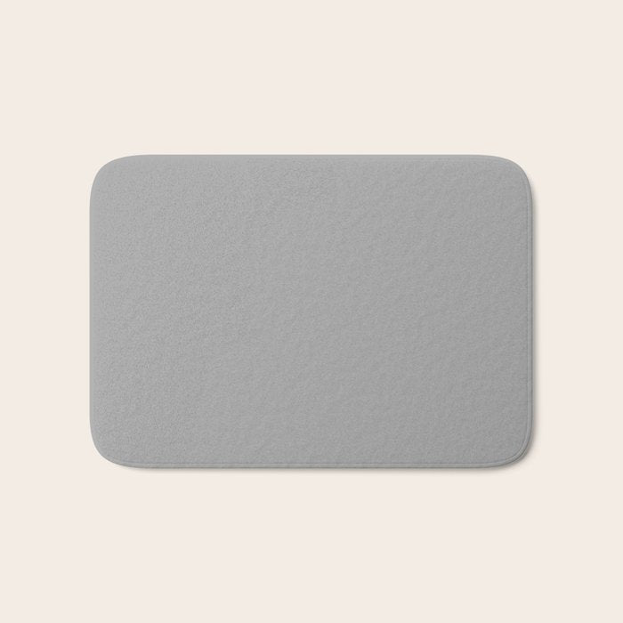 Quick Silver Gray Solid Color Plain Neutral Earth Tone  Bath Mat Gallery Image 1