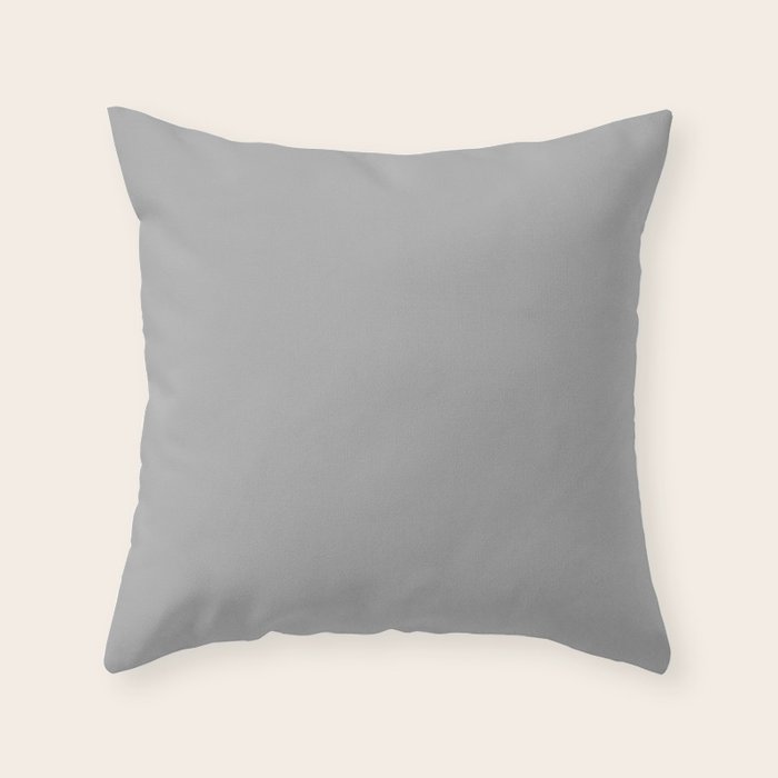 Quick Silver Gray Solid Color Plain Neutral Earth Tone  Throw Pillow Gallery Image 6