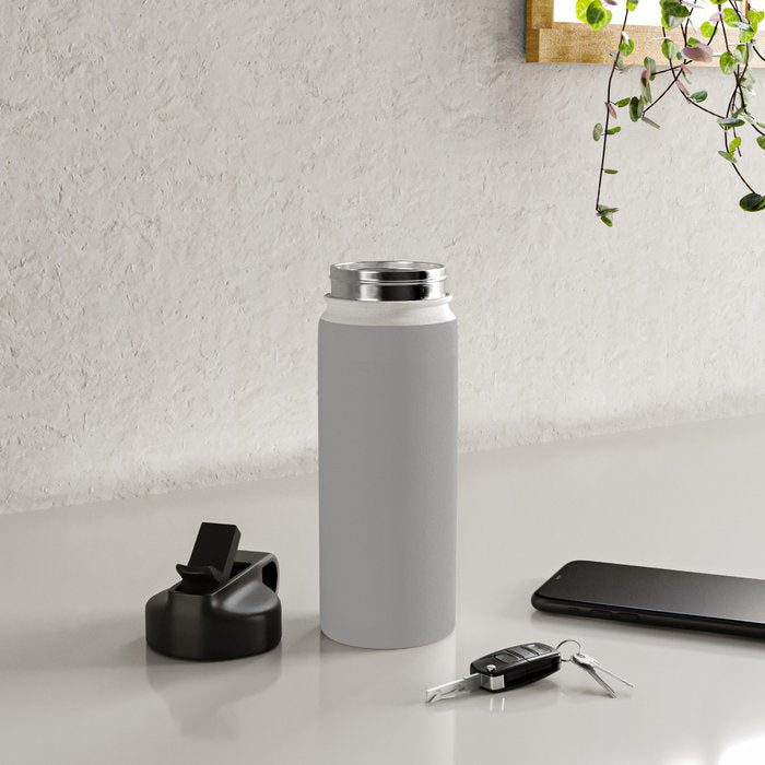 Quick Silver Gray Solid Color Plain Neutral Earth Tone  Water Bottle Gallery Image 4