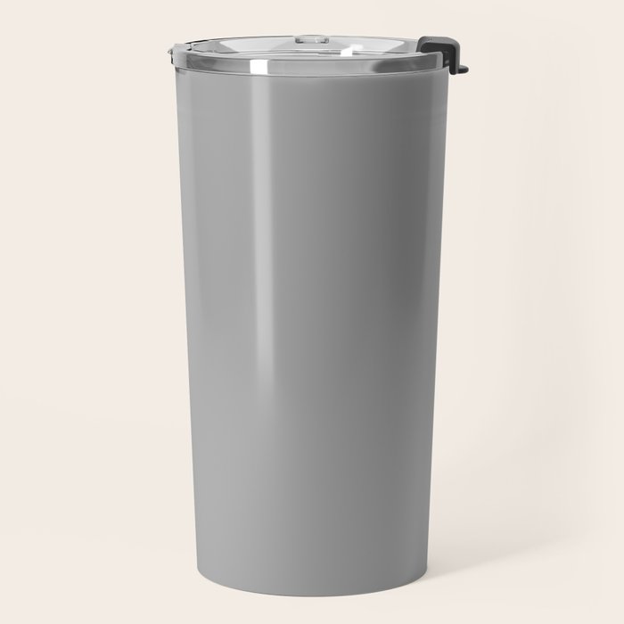 Quick Silver Gray Solid Color Plain Neutral Earth Tone  Travel Mug Gallery Image 2